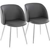 Fran Dining Accent Chair in Chrome & Grey Leatherette (Set of 2)